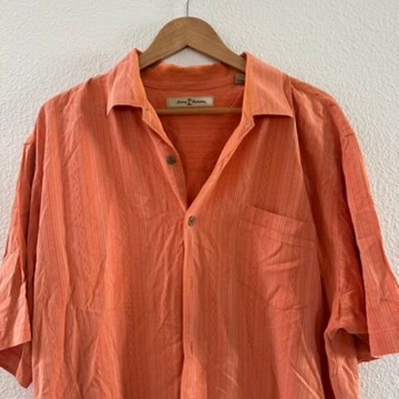 Tommy Bahamas Silk Orange Button Up Dress Shirt Size XL - Picture 2 of 5